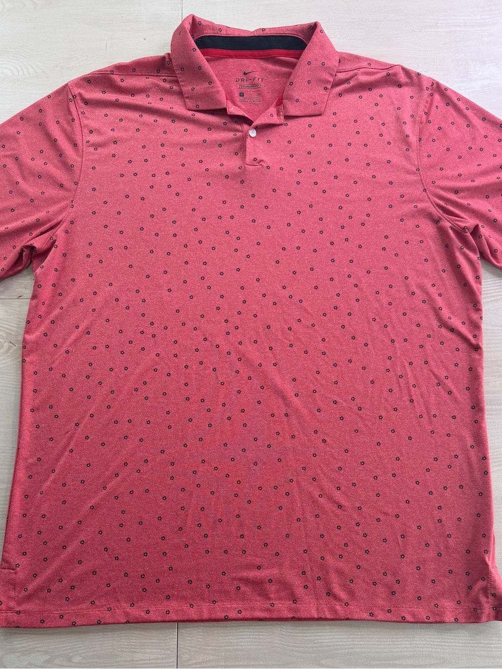 Nike Men's Coral Red Polo with Micro Dot Print